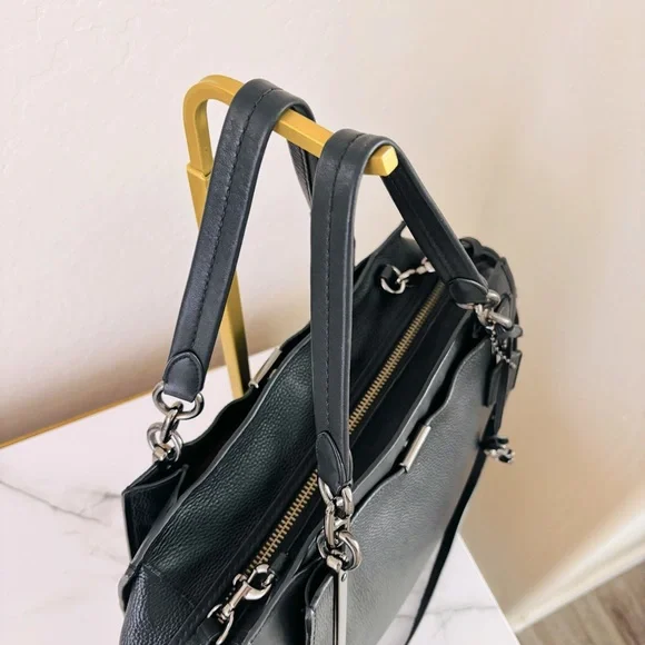 Coach Dreamer 36 Gunmetal Black Leather Tote Bag 38550 - Picture 10 of 15